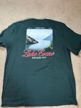 Old Navy Men's Forest Green Lake Como Graphic T-Shirt Size Large - Like New